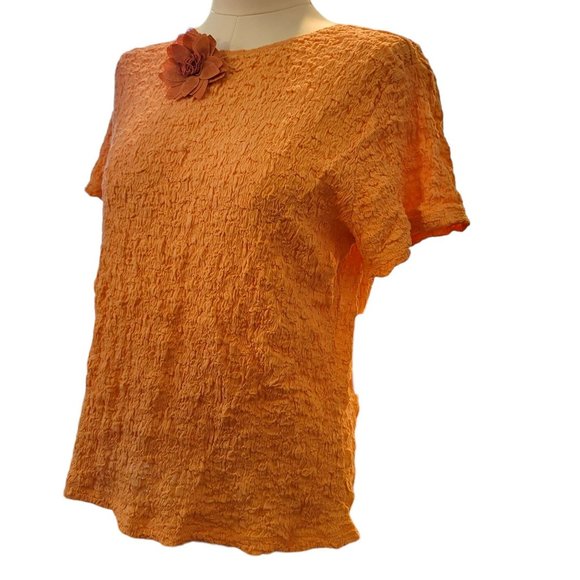 Linden Hill Orange Linen Jacket and Shirt Set Flower Pin Woman's Size XL DH726 - Picture 6 of 8